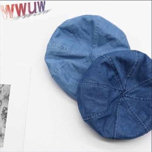 Top Quality Fashion Women Mens Cowboy Berets Hat Retro Sun Visor Hats Solid Unisex Adjustable Size Vintage Jeans Cotton Cap