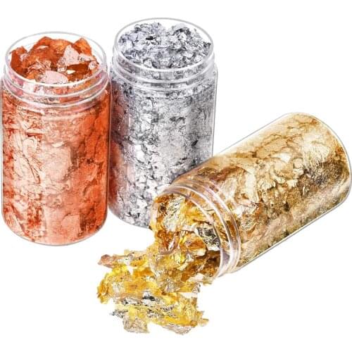Gilding Flakes Set,3 Color Imitation Gold Flakes Paper for for Gilding, Painting Arts, Crafts and Home Decoration