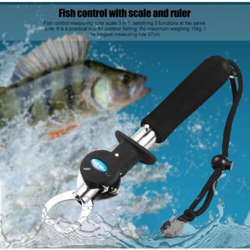 3-in-1 Fishing Pliers Portable Fish Lip Grabber Tool Set Stainless Steel Fish Control Pliers Measuring Scale Fishing Accessories