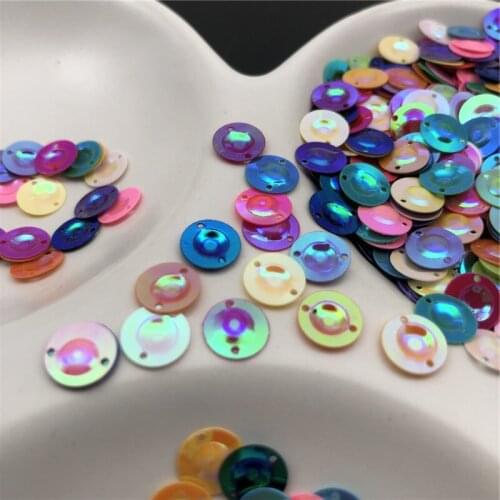 30g 1500pcs 8mm Cup Hat 2 Holed Round Loose Sequin Paillette Sewing,Wedding Craft,Women Kids DIY Garment Accessory AB Mix color