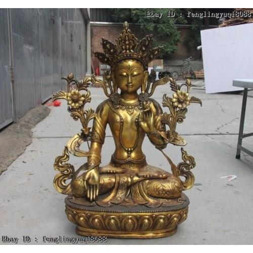30 Tibet Copper Bronze Gilt White Tara Guan Yin Kwan-yin Goddess Buddha Statue Discount 55