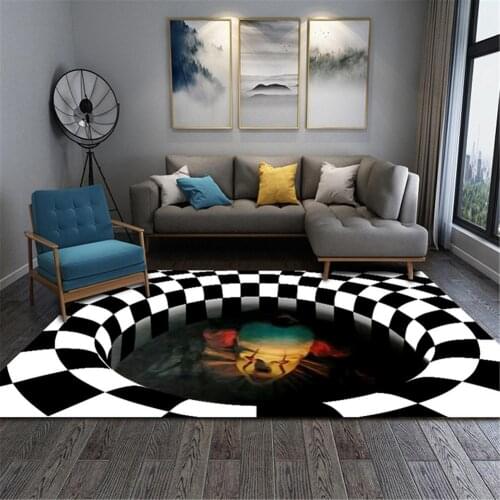3D Stereo Vision Carpet Halloween Scary Clown Illusion Doormat Anti-Skid Carpets For Living Room Area Rug Home Bedroom Floor Mat