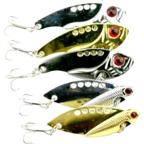 5 Pieces Carp Fishing Tackle Vibrator Lure Fishing Hard Bait Spoon with VMC Hooks Fishing Baits for Saltwater Freshwater Fishing