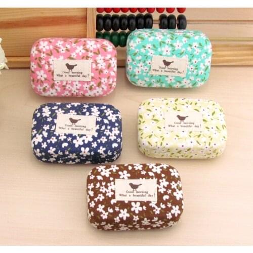 5pcs Rural wind Women Floral pattern Glasses Box Fashion Minimalist Creative Embroidery Handmade High quality Contact lens case