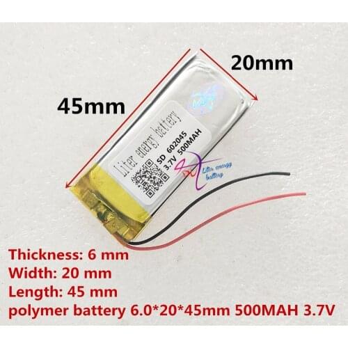 642046 3.7V 500maH 602045 Bluetooth audio smart home video security doorbell lithium battery factory direct