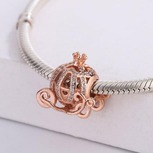 925 Sterling Silver Christmas Sparkling Carriage Beads Pendant Charm Bracelet DIY Jewelry Making For Original Pandora