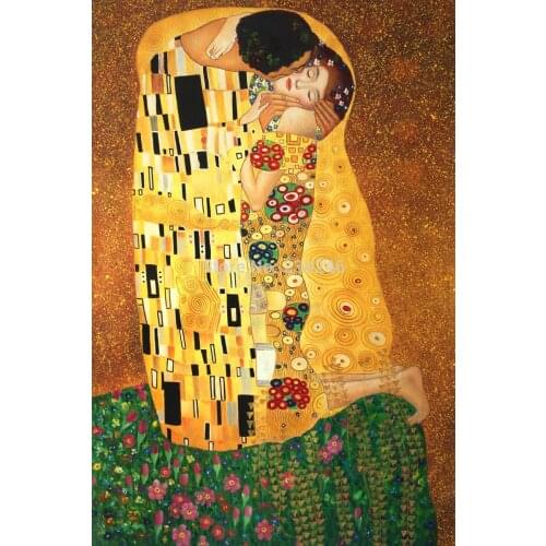 Abstract Canvas Pictures The Kiss by Gustav Klimt Master Oil Painting Reproduction on Canvas Wall Art Painting Hand-made