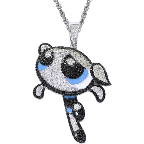 Bling Iced Out Cubic Zirconia Cartoon Pendant Necklace For Men And Women 3 Styles Fashion Hip Hop Jewelry Gifts