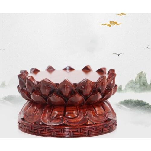 Avalokiteshvara Buddha Worship Buddha Lotus Rosewood Base Mahogany Round Wooden Decoration Stone Censer Base