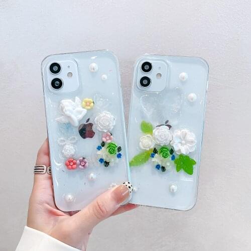 3D Solid Angel Flower Butterfly Ins Phone Case for iphone 12 Pro Max 11 Max XS Max XR Transparent anti falling soft TPU Cover