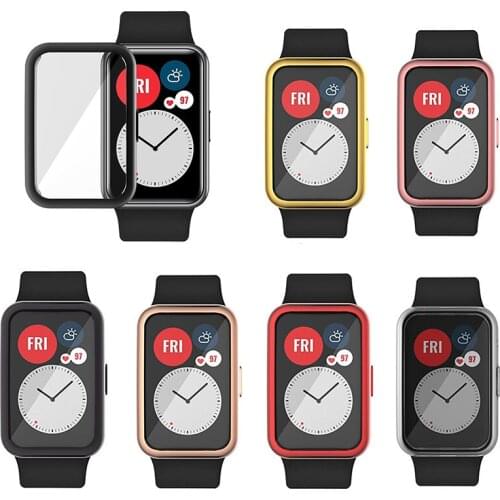 1PC Colored TPU Watch Case Cover Full Screen Glass Dropship Protective Bumper Cover For Huawei Watch Fit Smart Watch Accessory