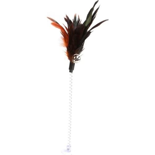 Pet Cat Teaser Toy Pet Supplies Feather Bottom Sucker Pet Cat Toy Cats Teaser Stick Cat Interactive Toys With Mini Bell pet toys