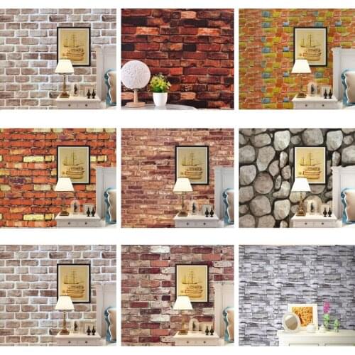 10M Home Decor 3D PVC Wood Grain Wall Stickers Paper Brick Stone wallpaper Rustic Effect Self-adhesive Home Decor Sticker Room