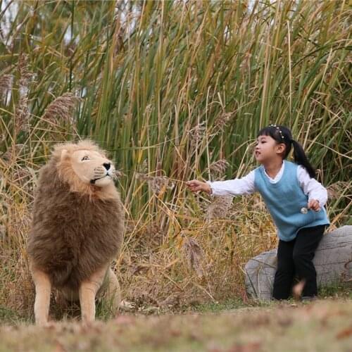 Dorimytrader Simulation Forest Animal Lion Plush Toy Large Stuffed Standing Model House Decoration for Children Gift 43inch