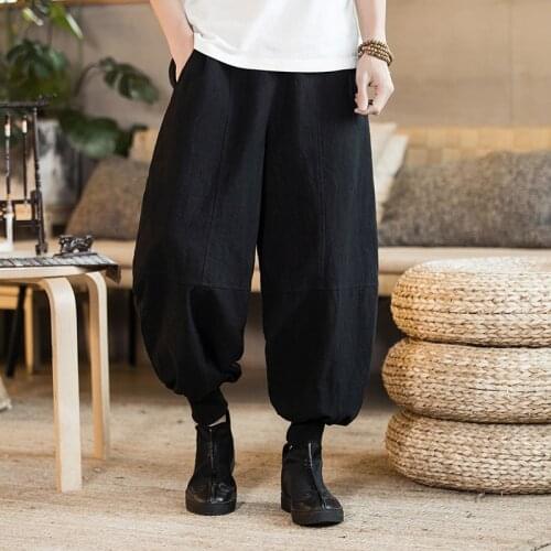 MenS Joggers Leggings Pants Man Cotton Embroidery Pants Summer Casual Streetwear Loose Trouser Japanese Trendy Sweatpants 30125