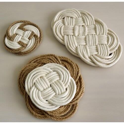 Elegant Hand-Woven Heat Insulation Placemats Twine Woven Coasters Boho Style Kitchen Tool For Home Restaurant