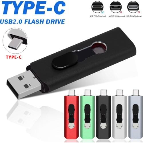 Original Type-c 2 In 1 USB Flash Drive 2.0 8GB 16GB Pendrive 32GB 64GB 128GB Pen Drive U DiskFlash Usb Stick Memory Disk Gifts