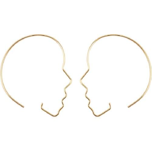 ISINYEE Fashion Face Stud Earrings For Women Party Bijoux Vintage Gold Silver Punk Exaggerated Clip On Earring Jewelry Gifts