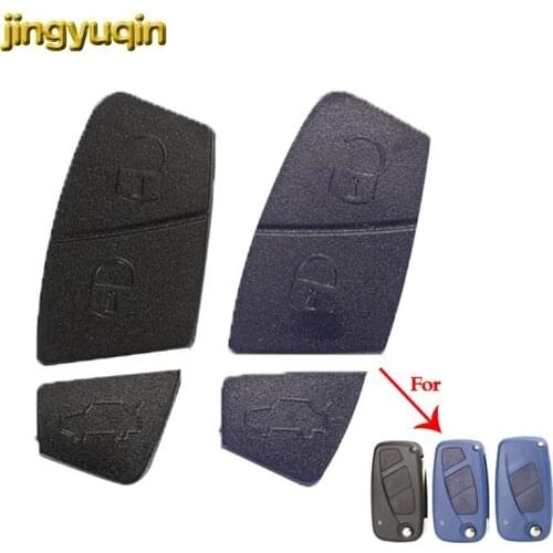 Jingyuqin 30pcs Remote Car Key Shell Button Pad For Fiat Punto Panda Stilo 2/3 Buttons Blue Black Key Pad Case Fob Replacement