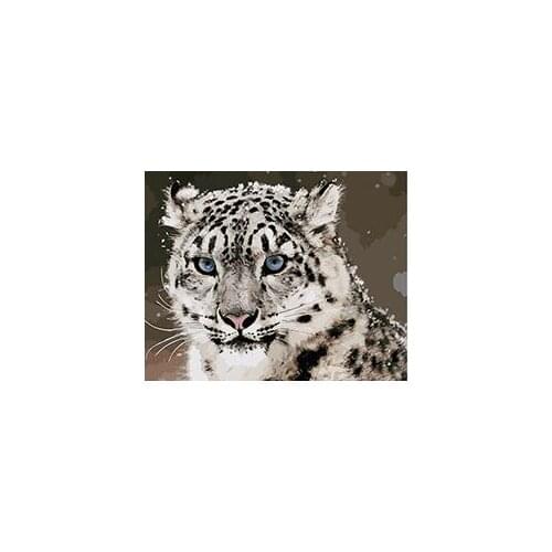 MaHuaf-X1382 Snow Covered White Leopard DIY painting by Numbers animal Hand-painted canvas digital oil painting home decor