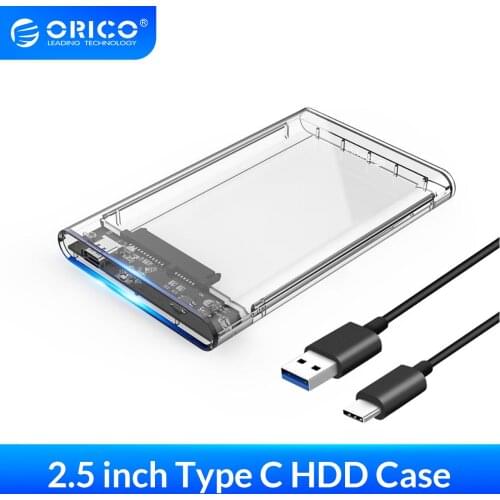 ORICO HDD Case 2.5 inch Transparent SATA to USB 3.0 3.1 Hard Disk Case Tool Free 5Gbps 4TB UASP Type C SSD HDD Enclosure 10Gbps