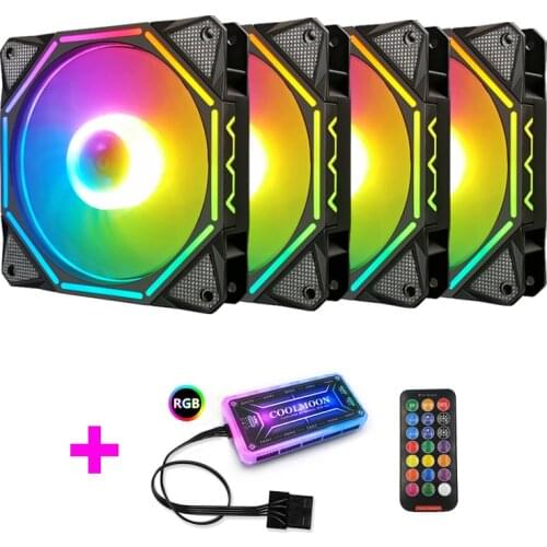 Coolmoon PC Case Cooler Fan 120mm Fan Rgb Fan Quiet IR Remote Control Cooler Interface Cooler Cooling Computer Fan