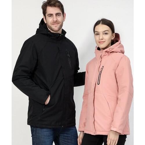 2019 Winter Waterproof Jacket Men Solid Down Cotton Hiking Jacket Keep Warm USB Heated Jacket Men Women Regenjacke Herren