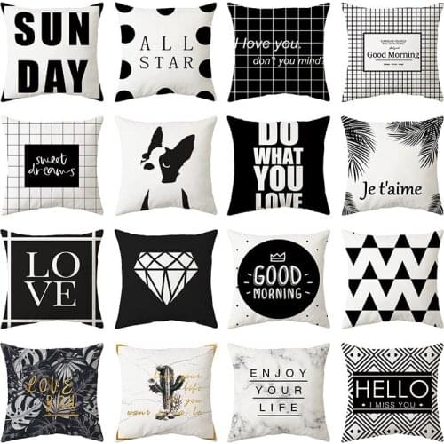 Black White Cushion Cover Nordic Geometric Marble Polyester Throw Pillow Case Office Car Sofa Decorative Pillowcases Home Decor