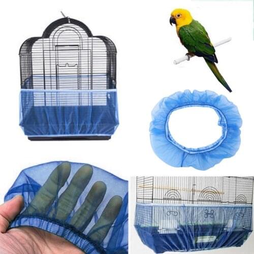 Nylon Mesh Receptor Seed Bird Cage Cover Adjustable Birdcage Skirt Dust-Proof Cage Cover Nylon Net Guard Catcher Bird Supplies