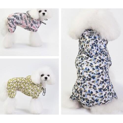 New Arrival Printed Dog Raincoat Puppy Four Seasons Waterproof Breathable Jumpsuit Chihuahua Teddy Outdoor Clothing Pet Cloak