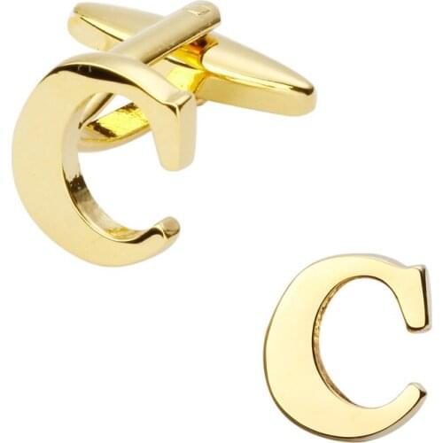 New high quality brass plated letters C Cufflinks Mens Jewelry shirt cuff Cufflinks twins English letters