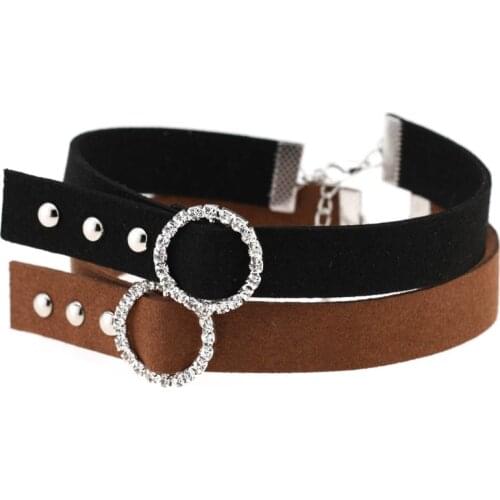 Punk PU Leather Heart Round Spike Rivet Studded Choker Necklace Gothic Women Black Jewelry Birthday Party Gift chocker Collar