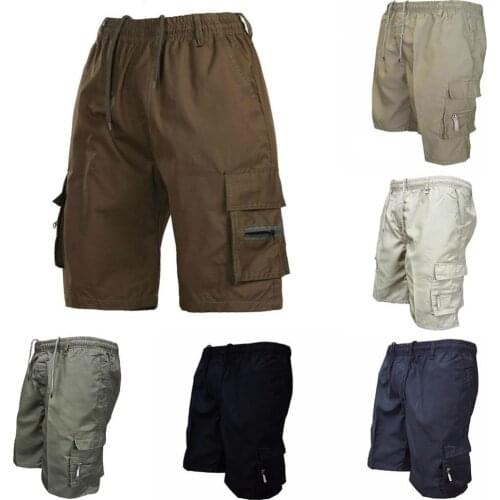 Casual Summer Men Classic Tactical Shorts Outdoor Solid Color Multi-pockets Drawstring Baggy Cargo Shorts Pants Cargo Shorts