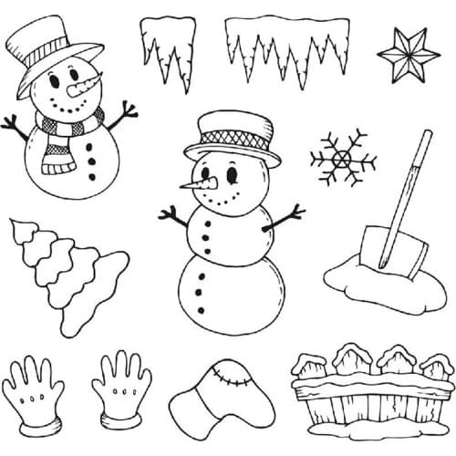 Clear christmas stamps snowy snowman cling stamps for scrapbooking