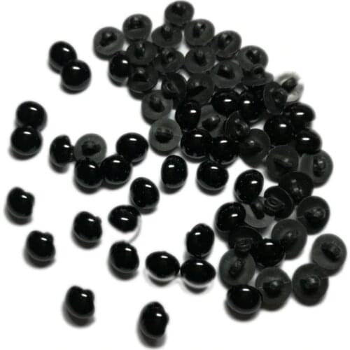 New 100 Pcs Black Resin Buttons Round Mushroom Domed Sewing Shank Black DIY Animal Eyes Toy Diy Decorative Buttons For Kids