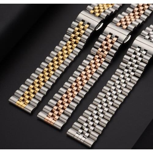 Silver Watchband stainless steel polished Watch Straps Bracelet 14mm 16mm 18mm 20mm 22mm for ladys quartz wristwatch band mens