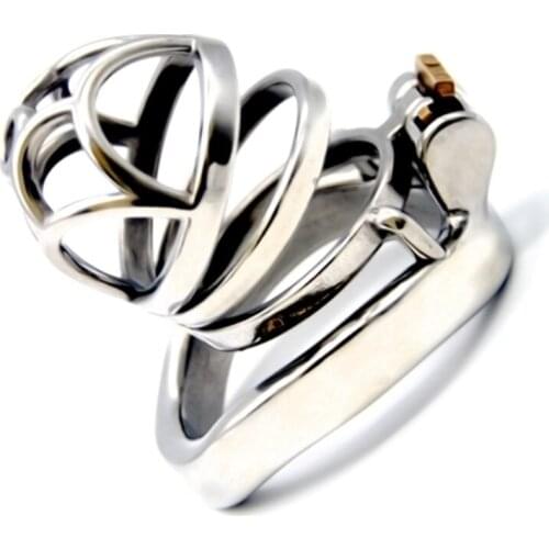 Sex Shop Curved Design Chastity Lock Bird Cage Stainless Steel Bondage Penis Rings Male Chastity Device Sex Toy for Men G256A