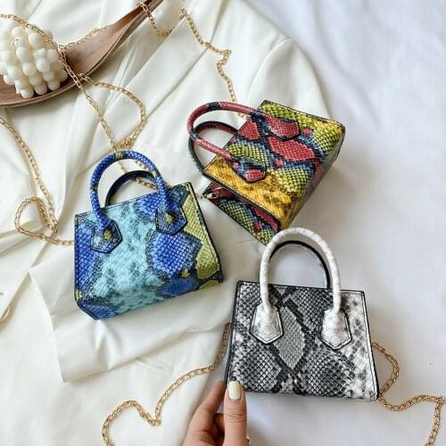 Fashion Snake Skin Women Shoulder Handbag Totes PU Mini Chain Crossbody Bags Popular Simple Female Daily Bag