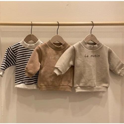 Korea style Kids Baby Boys Girls hoodies Autumn Winter Warm Thick Soft Knited Solid Long Sleeve Tops Sweater Outwears Christmas