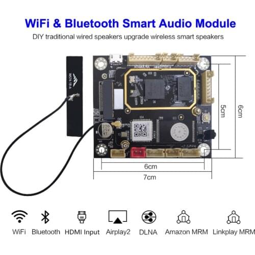 WIFI Bluetooth 5.0 Audio Receiver DIY Smart Adapter Board Module with AirPlay DLNA Multiroom HDMI ARC Optical AUX USB I2S