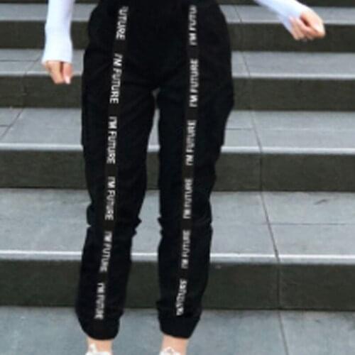 Y2K Female Trousers Women s Letter Print High Waist Harem Pants Ankle Banded Pants for Spring Fall, S/M/L/XL/XXL