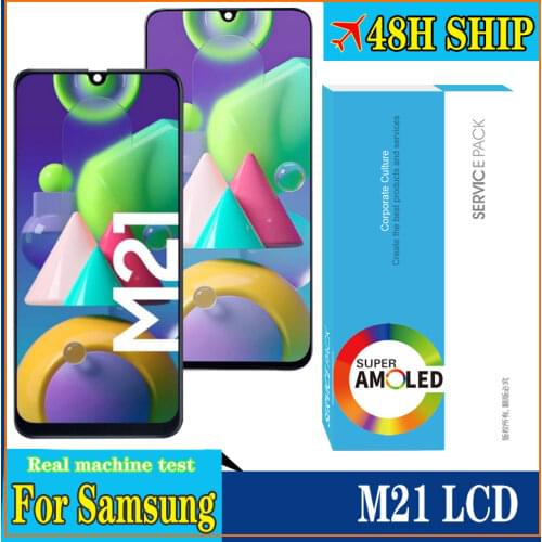 100% Original Amoled 6.4'' Display for Samsung Galaxy M21 M215F M215F/DS Full LCD Touch Screen Digitizer Assembly Repair Parts
