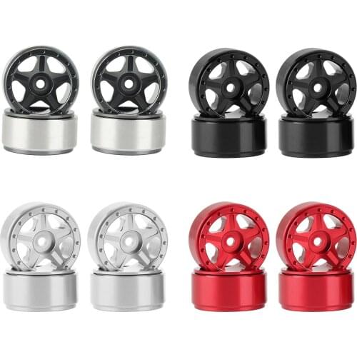 4Pcs 1.0Inch CNC Metal Beadlock Wheel Rim Hub for 1/24 RC Crawler Car Axial SCX24 90081 AXI00001 AXI00002 Parts