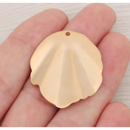 10pcs/lot Genuine Gold Plating Geometry Scallop Shape Earrings Connectors Charms Pendants For DIY Earring Jewelry Making 35x30mm