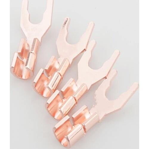 8pcs pure copper Spade Fork plug for speaker cable Speaker Cable Connector