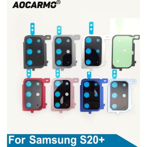Aocarmo For Samsung Galaxy S20+ S20 Plus Wide-angle Rear Back Camera Lens With Frame Adhesive Sticker Replacement Parts