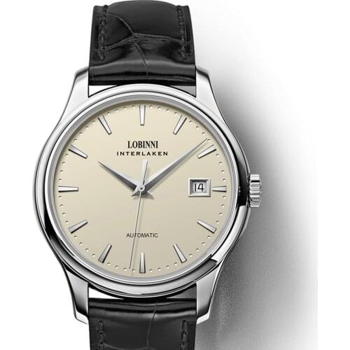 LOBINNI men automatic watches,mens luxury brand watch Switzerland self wind mechanical wristwatch ultrathin waterproof clock