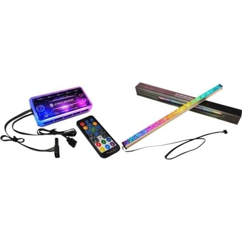 COOLMOON 1 Set Remote RGB Lighting Music Remote Control & 1 Pcs Computer 5V/4PIN RGB Color Light Strip