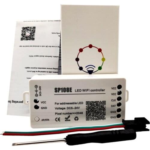 DC5-24V SP108E Wifi Led Controller WS2811 WS2812B WS2813 WS2815 SK6812 Etc Led Strip Module Light Smart APP Wireless Control