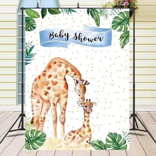 Baby Shower Jungle Forest Photography Backdrops Name Customized Giraffe Animals Newborn Birthday Decor Photo Backgrounds